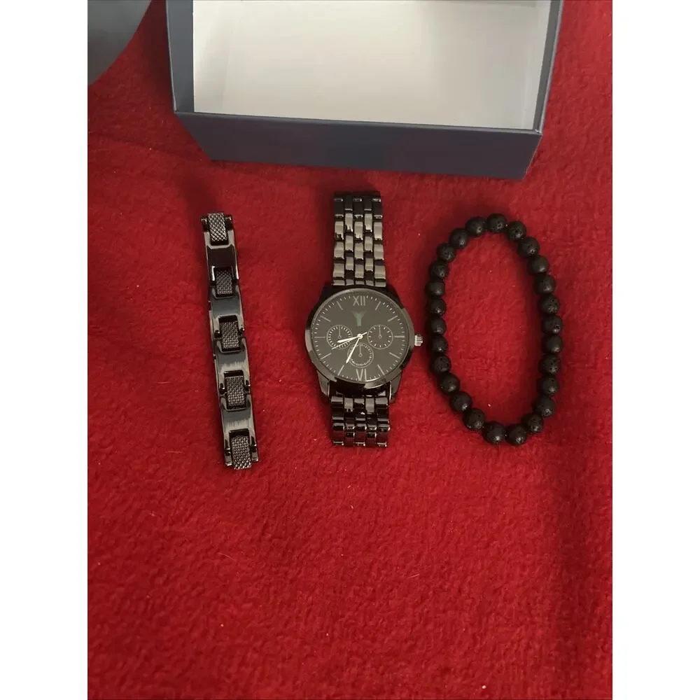 Men’s Yaamava Watch Set New 3 Piece Black New in box